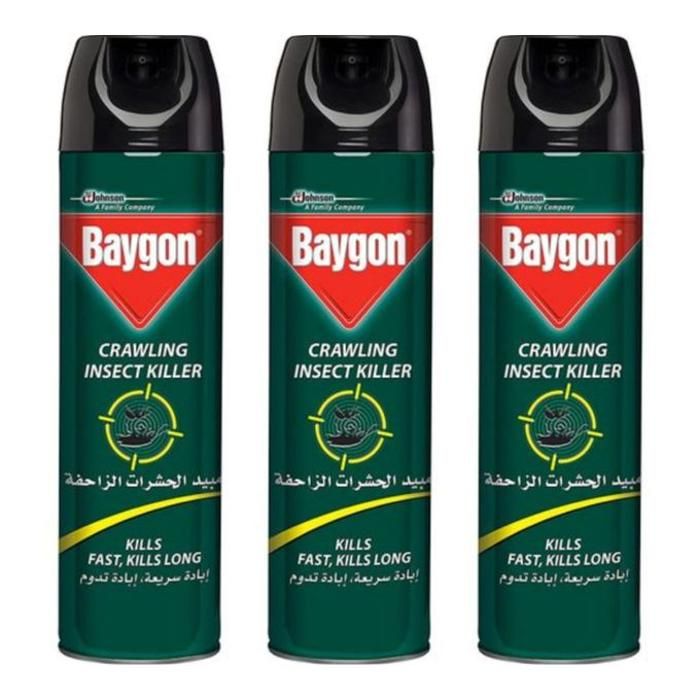 Baygon Aérosol Insectes Rampants, Cafards et Fourmis, 450ml, Insecticide 3pcs