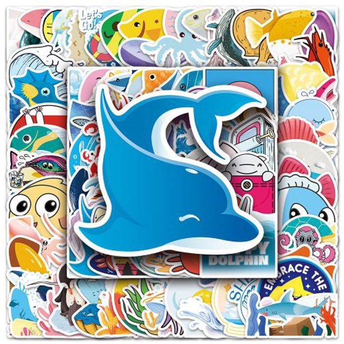 Stickers 50Pcs Cute Sea Animals Stickers Marine Life Ocean Animal Turtle Cartoon
