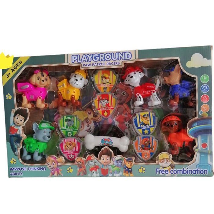 Figurines Paw Patrol - Pat' Patrouille - Coffret de 6 figurines avec logo et Mini Bites Bones