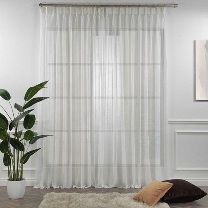 Panneau Voilage à Plis Pinch en Soie Crêpe 160x260 cm, Extra Large transparent