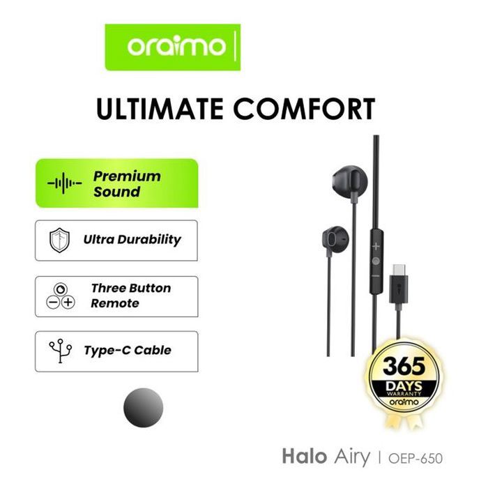 Écouteurs Filaire - Oraimo - OEP-650 - Intra-auriculaire - Son Basse Clair - Confort Optimal
