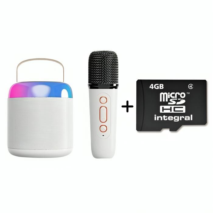 Haut-Parleur Bluetooth K4 avec microphone Beige + Carte mémoire 4GB - Mini pack