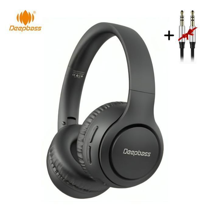 Casque R12 Deep Bass - Noir avec Câble AUX Inclus