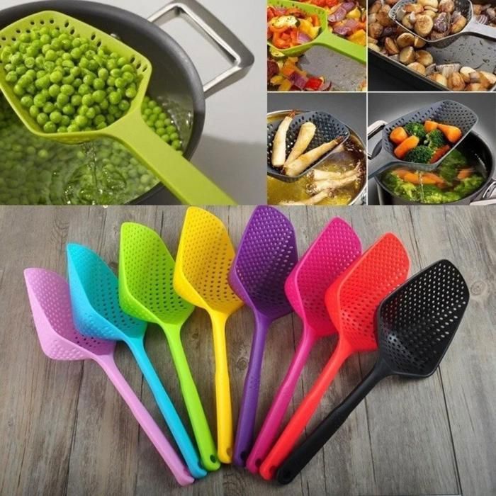 Pelle de Cuisine Polyvalente avec Passoire Intégrée,Gadgets de cuisine(Couleur aléatoire)