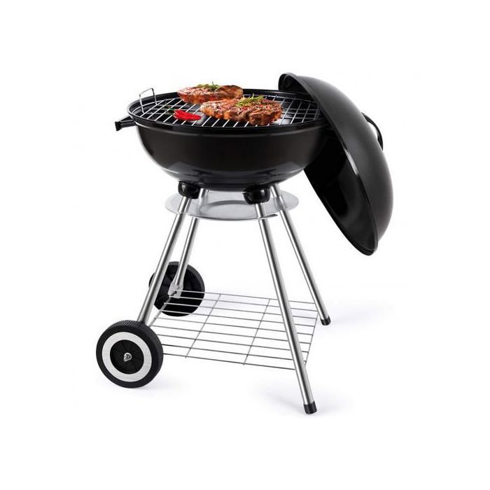 Barbecue Sur Pied avec Roulettes en Acier-inoxydable 46x44x71cm Gril à Charbon BBQ