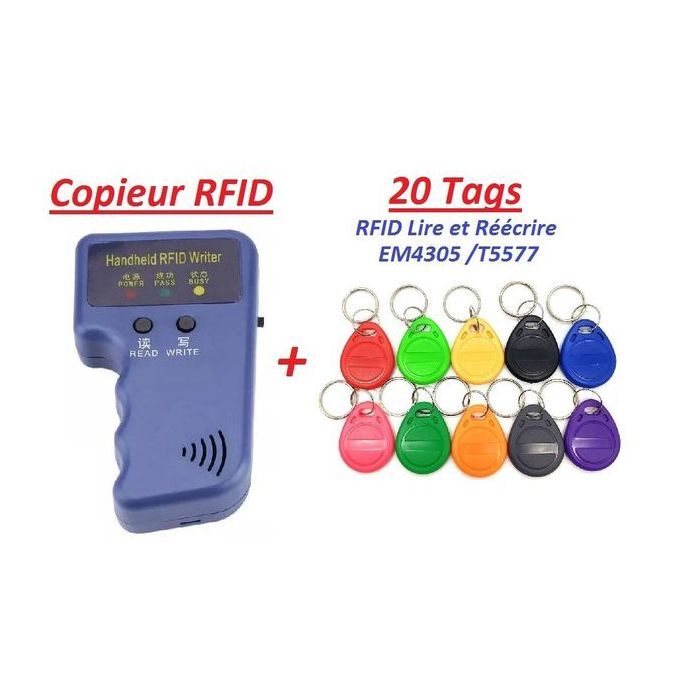 Copieur RFID 125KHz, et 20 tags RFID 125KHz