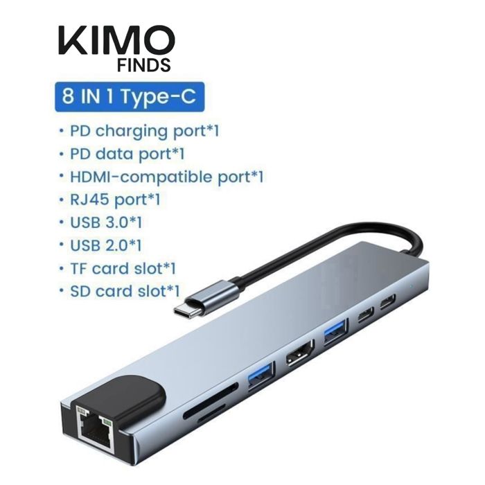 8in1 type-c - Adaptateur Hub USB vers Type C 3.0 séparateur de plusieurs Ports pour Macbook Air Pro PD HDMI U