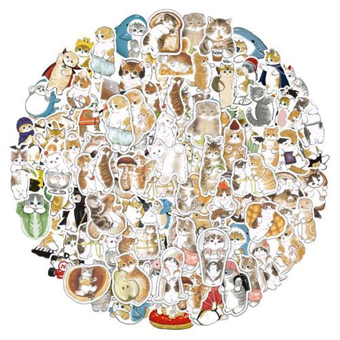 Stickers 50Pcs Kawaii Cartoon Cat Stickers Aesthetic Decals DIY Scrapbook Laptop