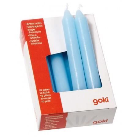 Bougies d'anniversaire - Goki - Set de 10 - Couleur bleu clair - 10 cm de hauteur