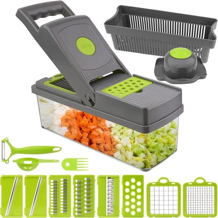 Coupe légumes Multifonctions - nosku - 14 en 1 - 8 Lames Remplaçables - Râpe Manuelle - Plastique ABS