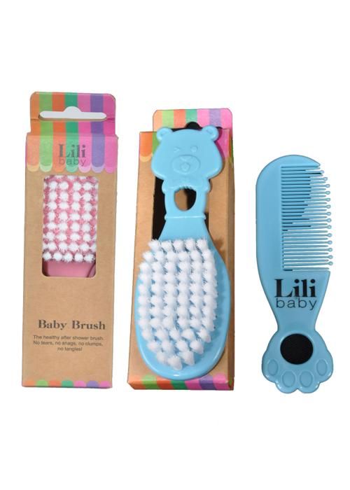 Brosse et peigne cheveux bebe bleu