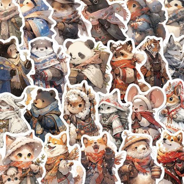 Stickers 50Pcs MEME-Funny Winter Animals Cartoon Stickers for Kids