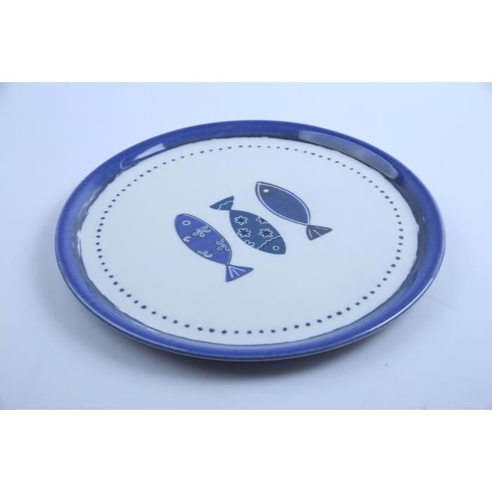 Assiette pizza - EXCELSA - Ocean - 31 cm - Verre - Compatible lave-vaisselle