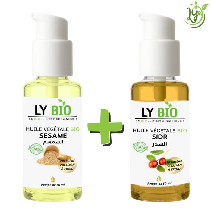 LYBIO PACK HUILE SESAME 50ml - POMPE + HUILE SIDR 50ML - POMPE