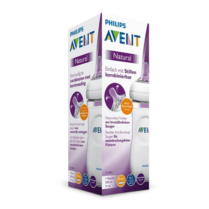Avent - SCF036/17 - Biberon Natural 330 ml - 6 mois et + (Débit Rapide)