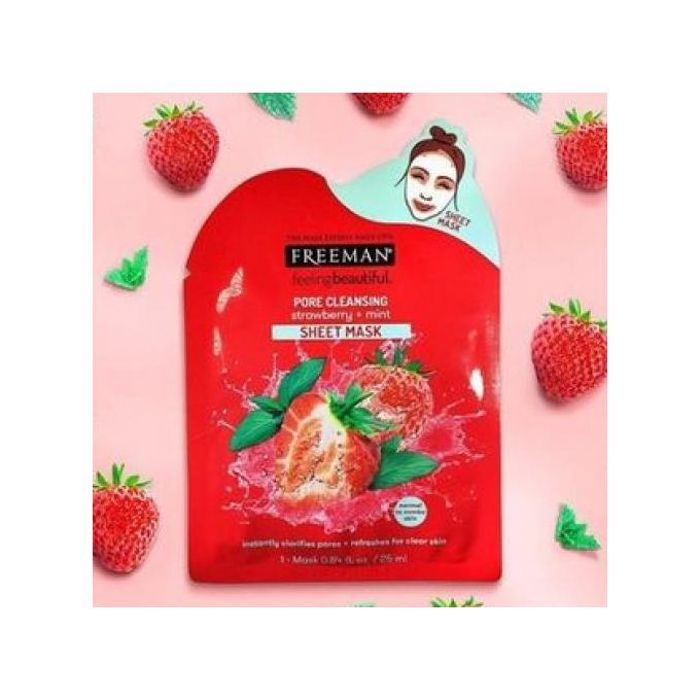 Masque en feuille nettoyage des poreux fraise + menthe
