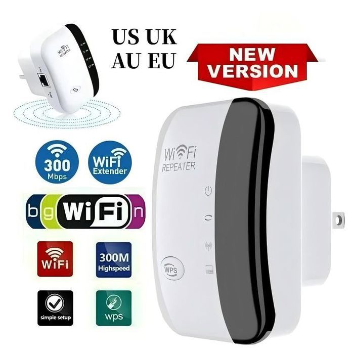 Répéteur WiFi sans fil,amplificateur de signal arc-en-ciel,rehausseur de réseau,routeur domestique EU,300m