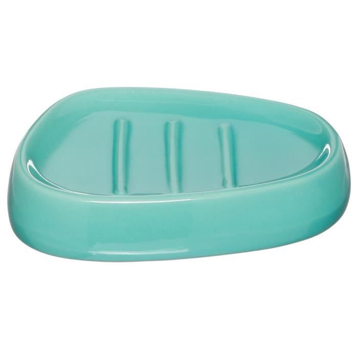 Porte savon - Five - Silk - Céramique - Turquoise - 12 x 9,5 x 2,5 cm