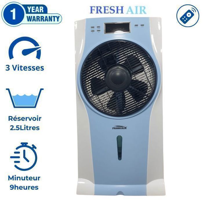 Ventilateur à Eau - Brumisateur Portable - XXL - Télécommande - Réservoir 2,5L - Circulation 360°