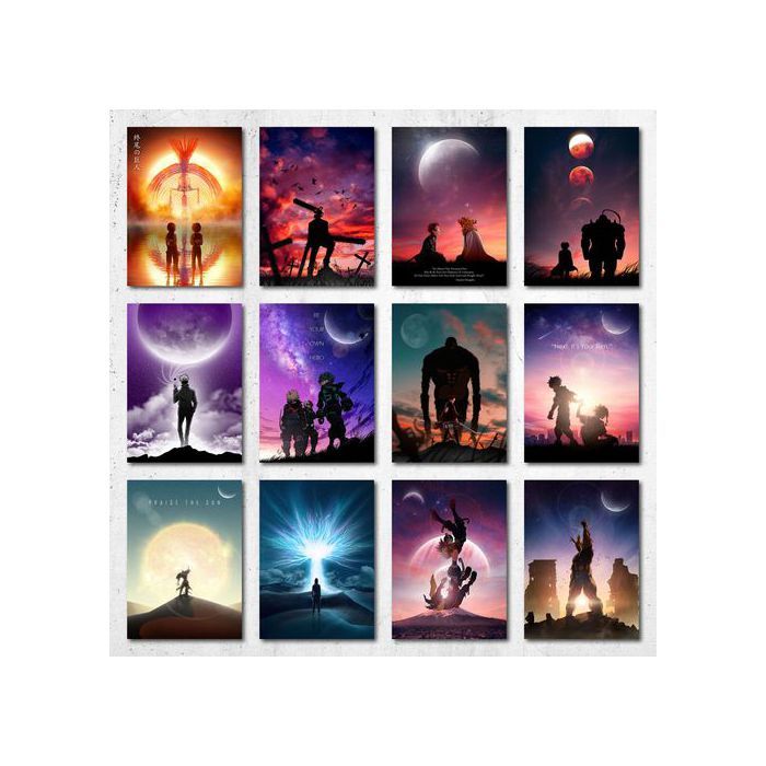 Poster A5 - Surreal Characters Anime - Attack On Titan - Jujutsu Kaisen - Décoration murale - Mixte