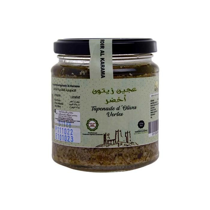 Tapenade d'Olives vertes marinées à l'huile d'olive 250g - TERROIR AL KARAMA
