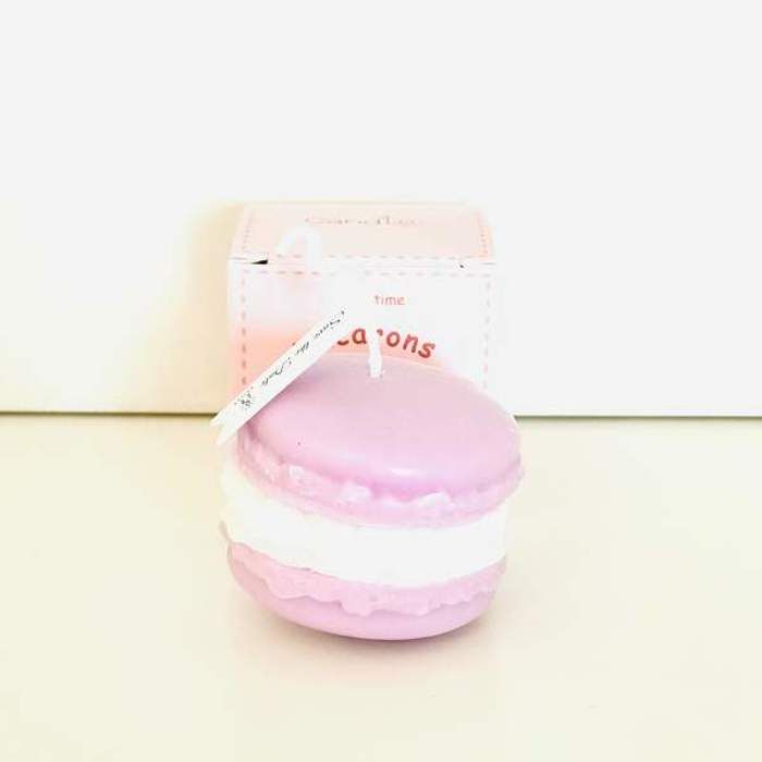 Bougie parfumée - Macaron - Baby Pink - Parfum chocolat et cerises - Cire premium - Design réaliste