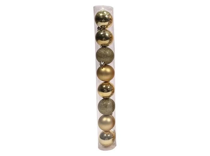 tube 8 boules plastique Actuel doré 5cm