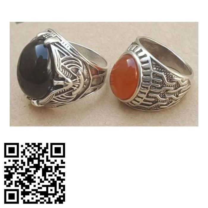 Ensemble de 2 anneaux pour hommes, design pierre antique
