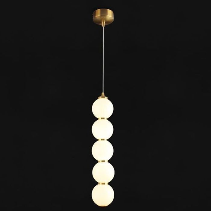 Suspension Globe à 5 Lumières Avec Boules En Verre Blanc, Lustre Moderne à LED