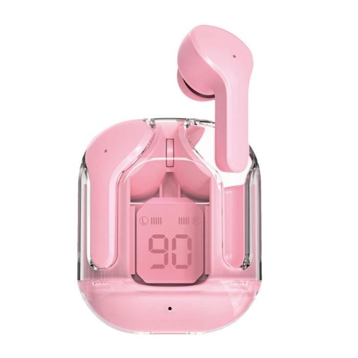 Rose-Crystal Pods-Écouteurs sans fil étanches à LED, étui numérique, antibruit, Bluetooth, casque de sport, c