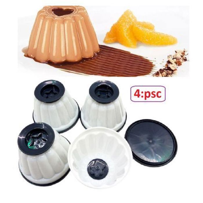 Moules à Flan en Plastique avec Couvercles Individuels Lot de 4 pour Desserts