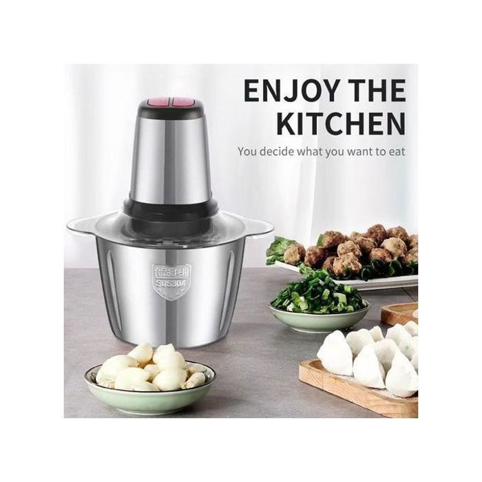 Hachoir électrique - Cooking - 2 bols en inox et verre - 5 lames - 2000W - Compact et silencieux