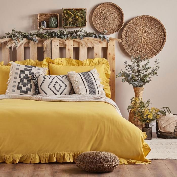 Housse de couette - BELLA MAISON - King size 200x220cm - 100% coton - Certifié OEKO-TEX - Moutarde