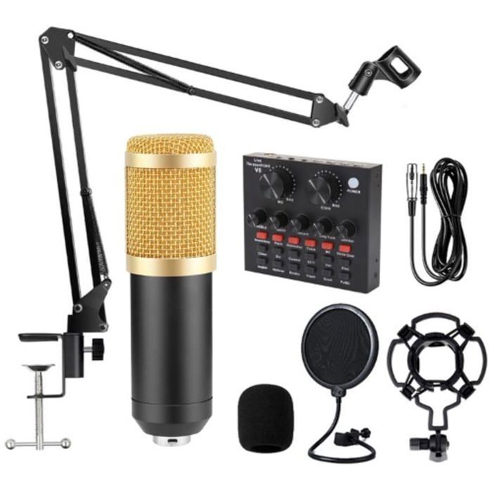 Microphone Pack Microphone Support Flexible Filtre Anti-pop avec Carte Son V8