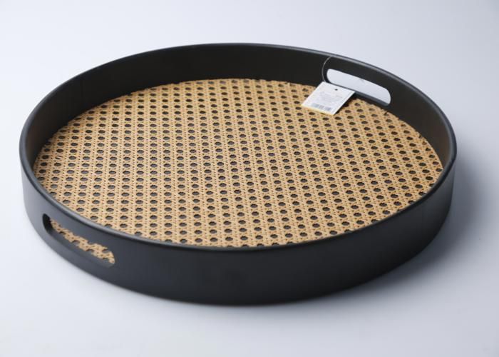 plateau en bambou peint avec rotin 40*5cm