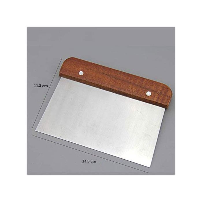 Spatule de Cuisine Inox - Manche en Bois - Pour Pâtisserie, Chocolat et Crème - Argent