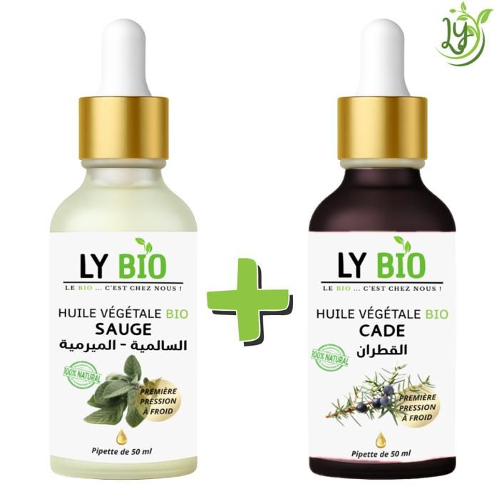 LYBIO PACK HUILE SAUGE 50ML - PIPETTE + HUILE CADE 50ML - PIPETTE