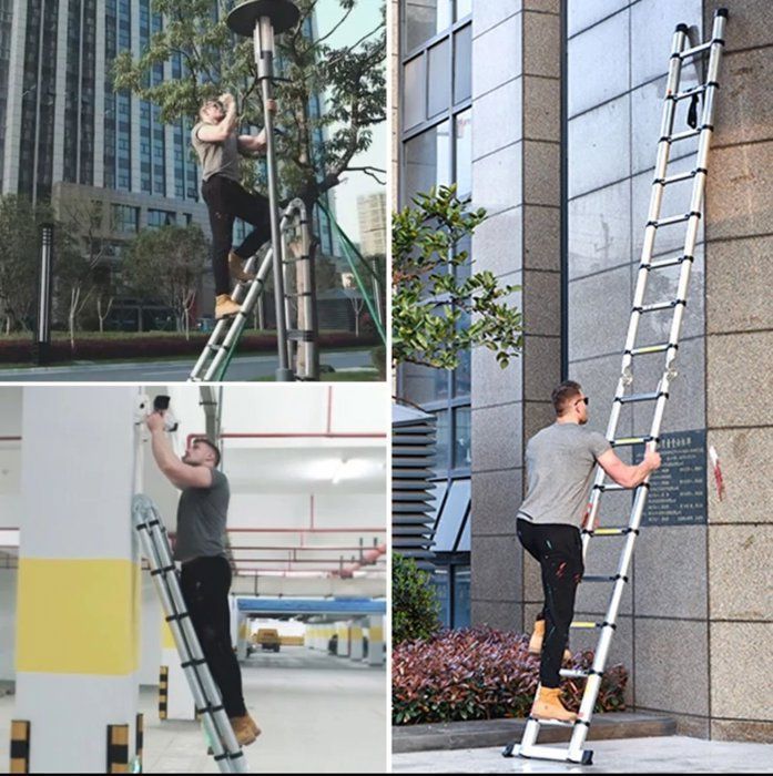 Échelle Télescopique - Aluminium - 3.2 M - Légère - Sécurité Renforcée - Charge 150 kg