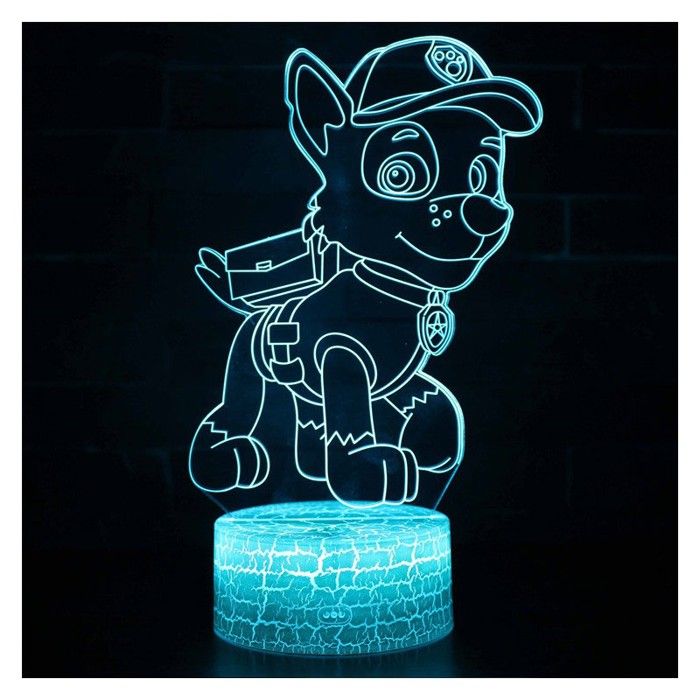 Lampe LED 3D - Pat Patrouille - Rocky - Télécommande - Effets lumineux - Économie d'énergie