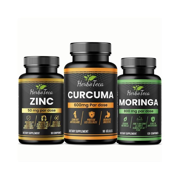 Pack Santé Complète : Zinc, Curcuma & Moringa – Immunité, Articulations et Antioxydants