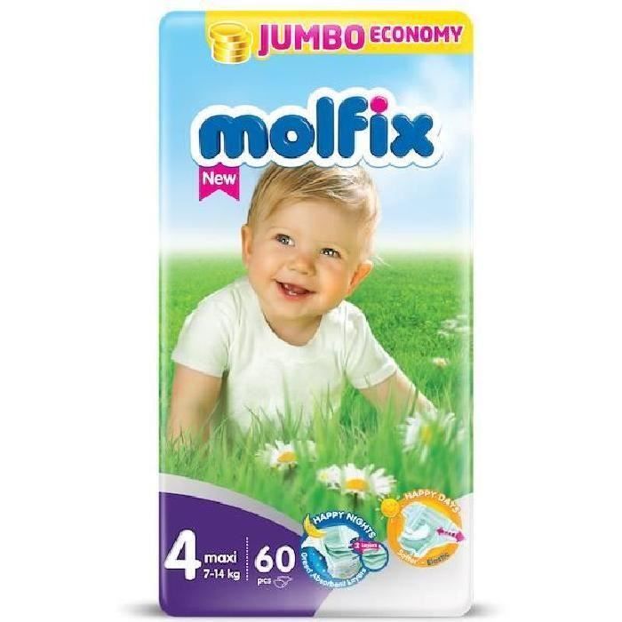 MOLFIX Couche bebe Taille 4 Maxi 7 à 14 Kg 56 couches.