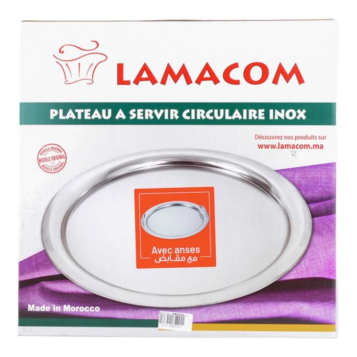 PLAT INOX CIRCULAIRE 400 AVEC ANSES LAMACOM