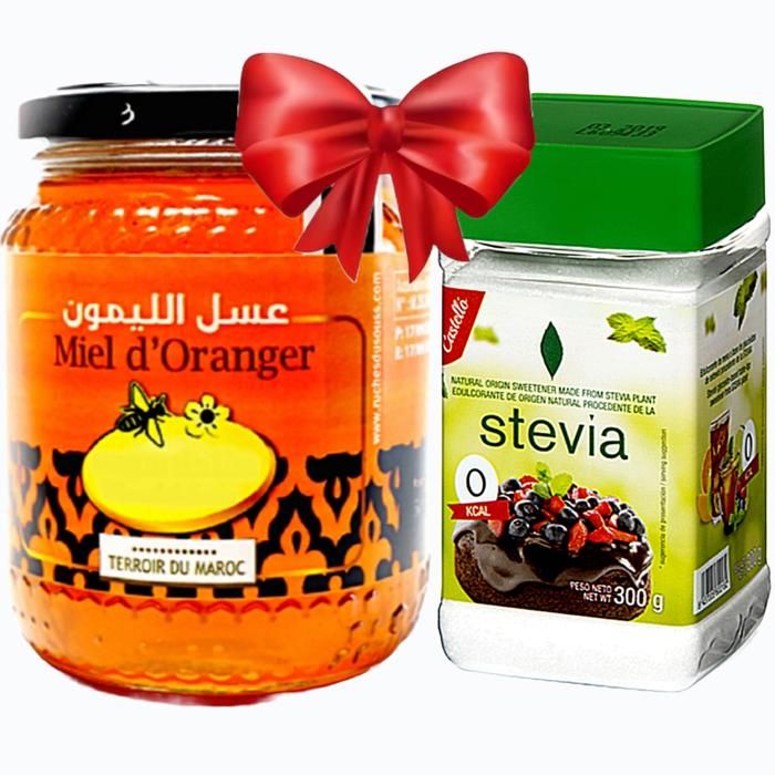 Stevia sans gluten et sans sucre ajouté 300g + Miel oranger 100% naturel 1kg