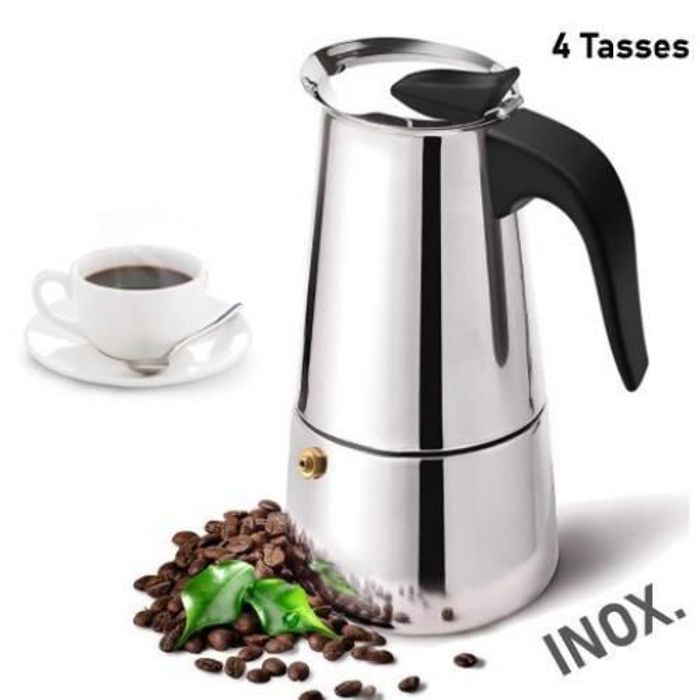 Cafetière Expresso En Acier Inoxydable, Machine À Café Moka 4 Tasses