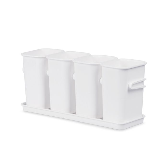 BLANC seaux de rangement divisibles connectables (lot de 4 – blanc)