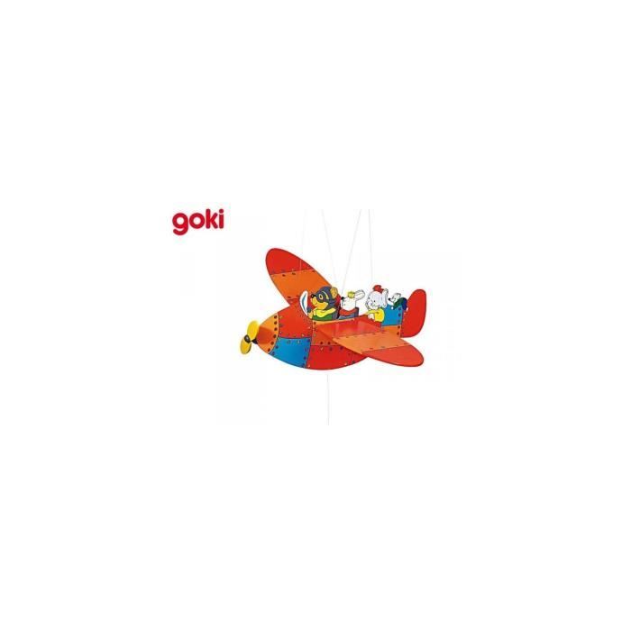 Mobile en bois Animals Airlines - GOKI - Rouge - 54 cm - Mobile en bois - Enfant