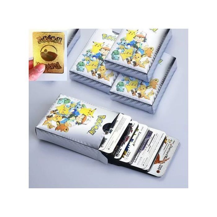 Pokemon - pack de 50 cartes pokémon vmax argentée rare + 1 gold cadeaux