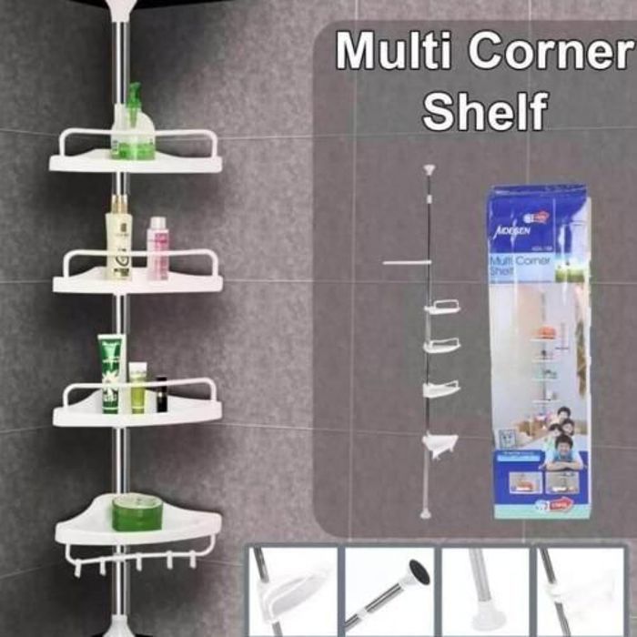 Étagère d'angle de salle de bain à 4 niveaux, Coin Douche Support, organisateur