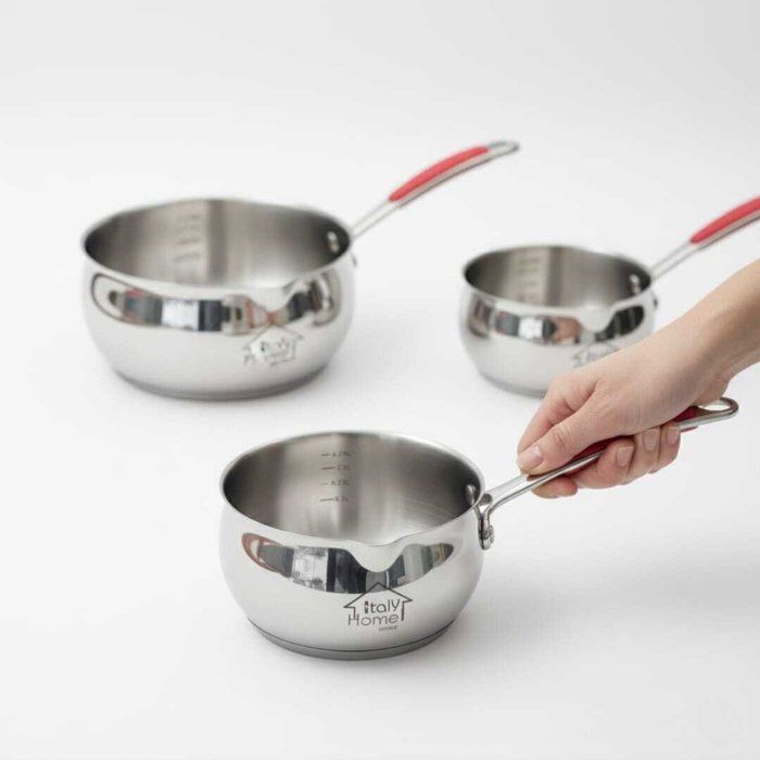 Casseroles - AYA HOME - Set de 3 - Acier Inoxydable - 12-14-16 cm - Compatible Lave-Vaisselle