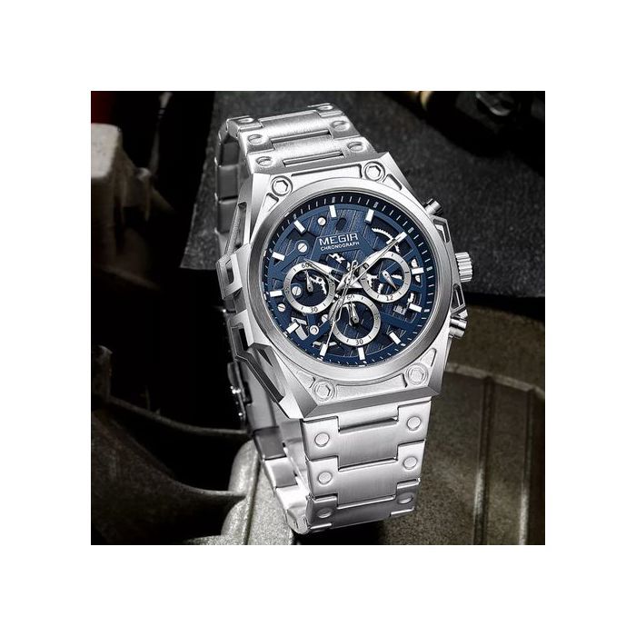 Montre - MEGIR - Chronographe - Étanche - Quartz - Bracelet en acier inoxydable